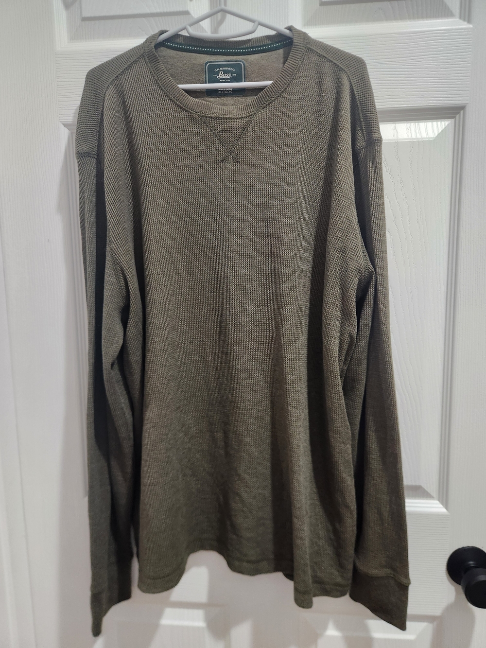 GH Bass & Co Olive Waffle-Knit Henley Long Sleeve Shirt